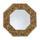 Miroir octogonal antique Arts & Crafts en laiton gaufré à fleurs des années 1920