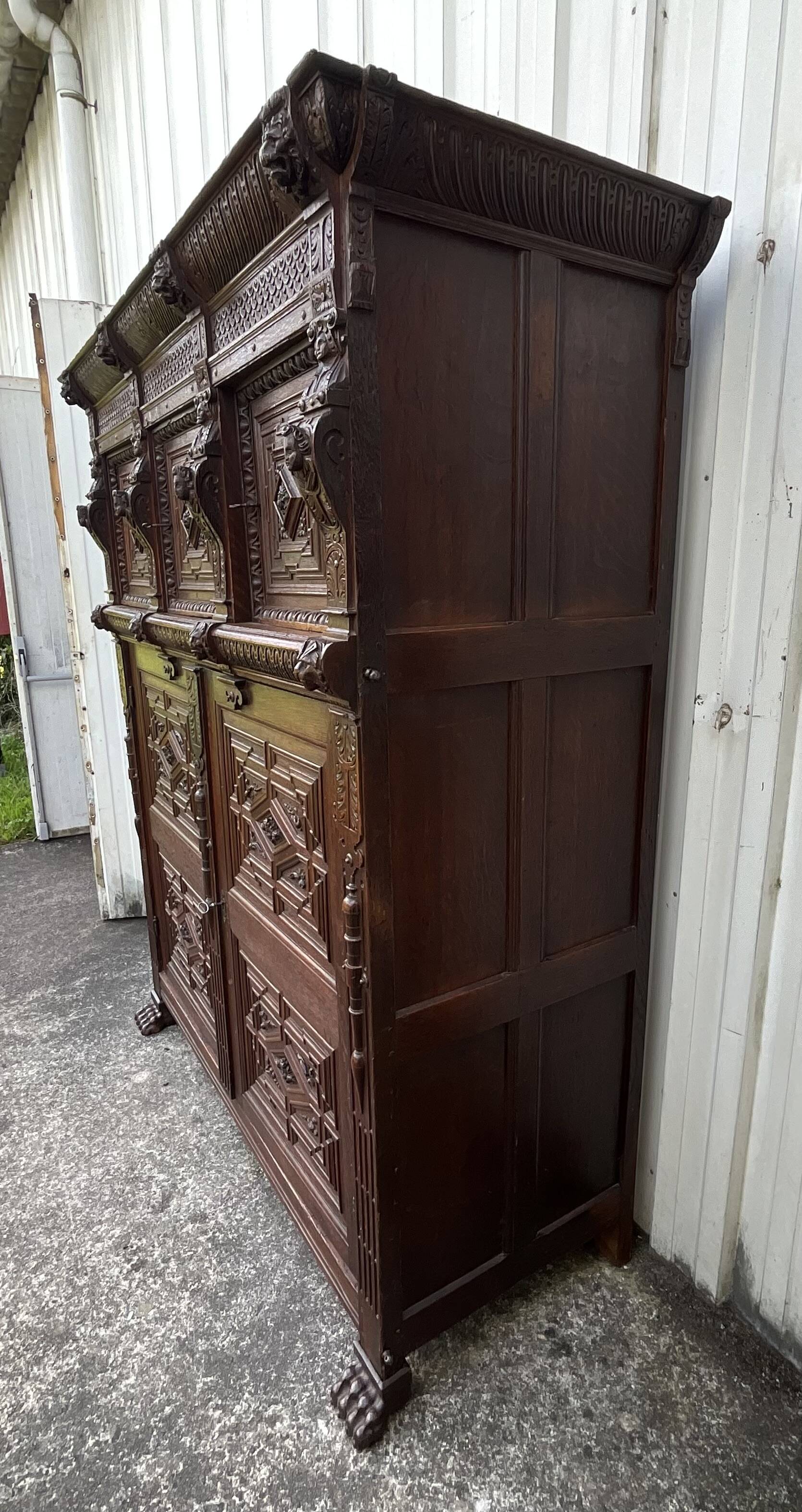 Renaissance Style Furniture in Solid Oak, Early 19th Century