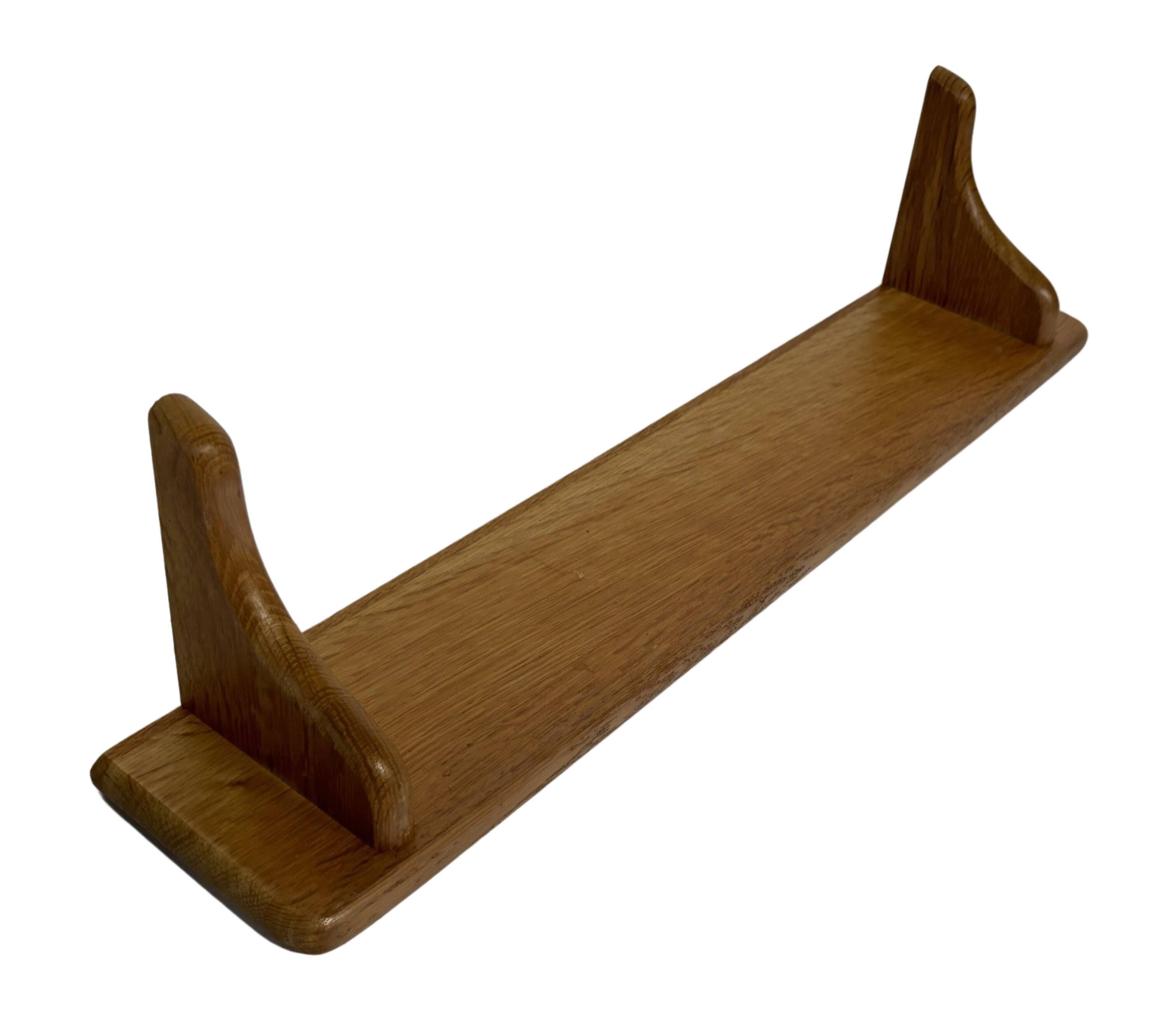 Vintage oak wall shelf book shelf 1970s wood minimalist design