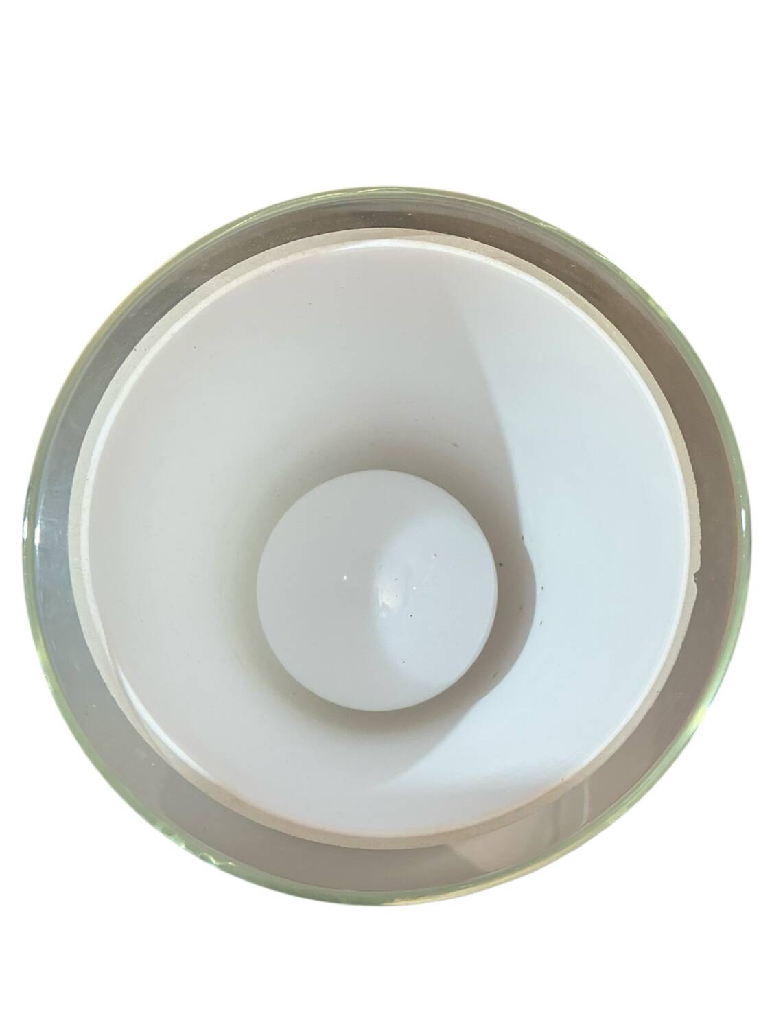 Glass and opaline table lamp with stainless steel base