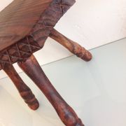 Vintage brutalist wooden tripod stool from the 60s and 70s