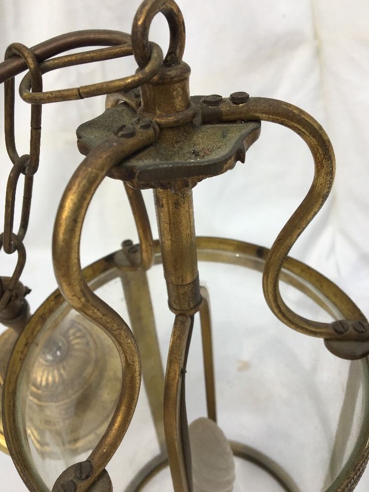 Lantern round brass and glass 1900 Louis XVI