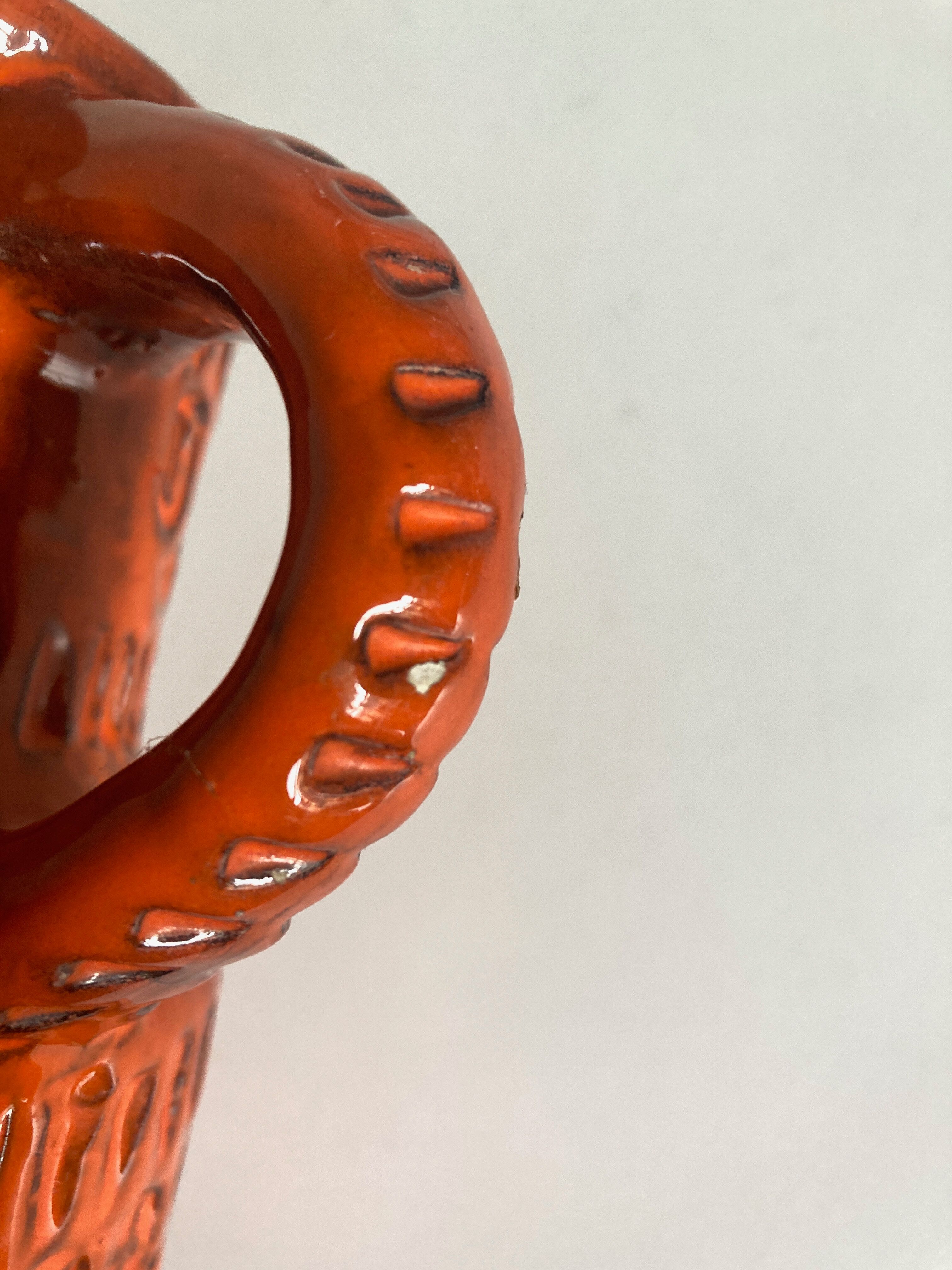 Bitossi Ceramiche orange pitcher vase by Aldo Londi Italian design