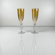 Yellow colored crystal champagne coupe duo