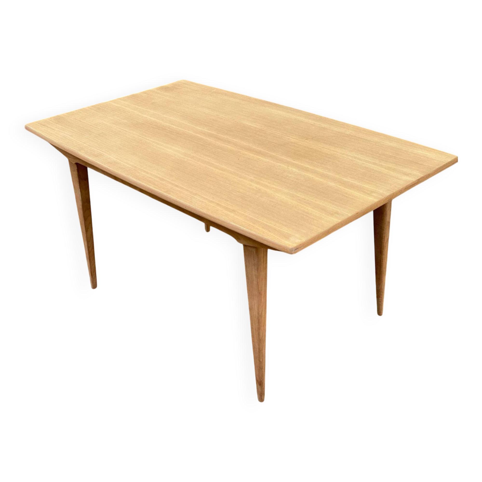Table à manger design scandinave extensible décapée en teck brut 1960