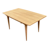 Scandinavian design extendable dining table stripped in raw teak 1960