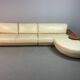Exceptional Mid-Century Frighetto Italian Cream Leather Landscape Sofa with