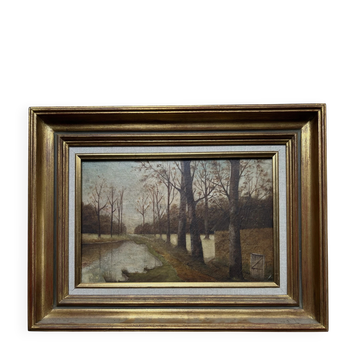 La chaumière près du Lac, huile sur toile, début XXeme
