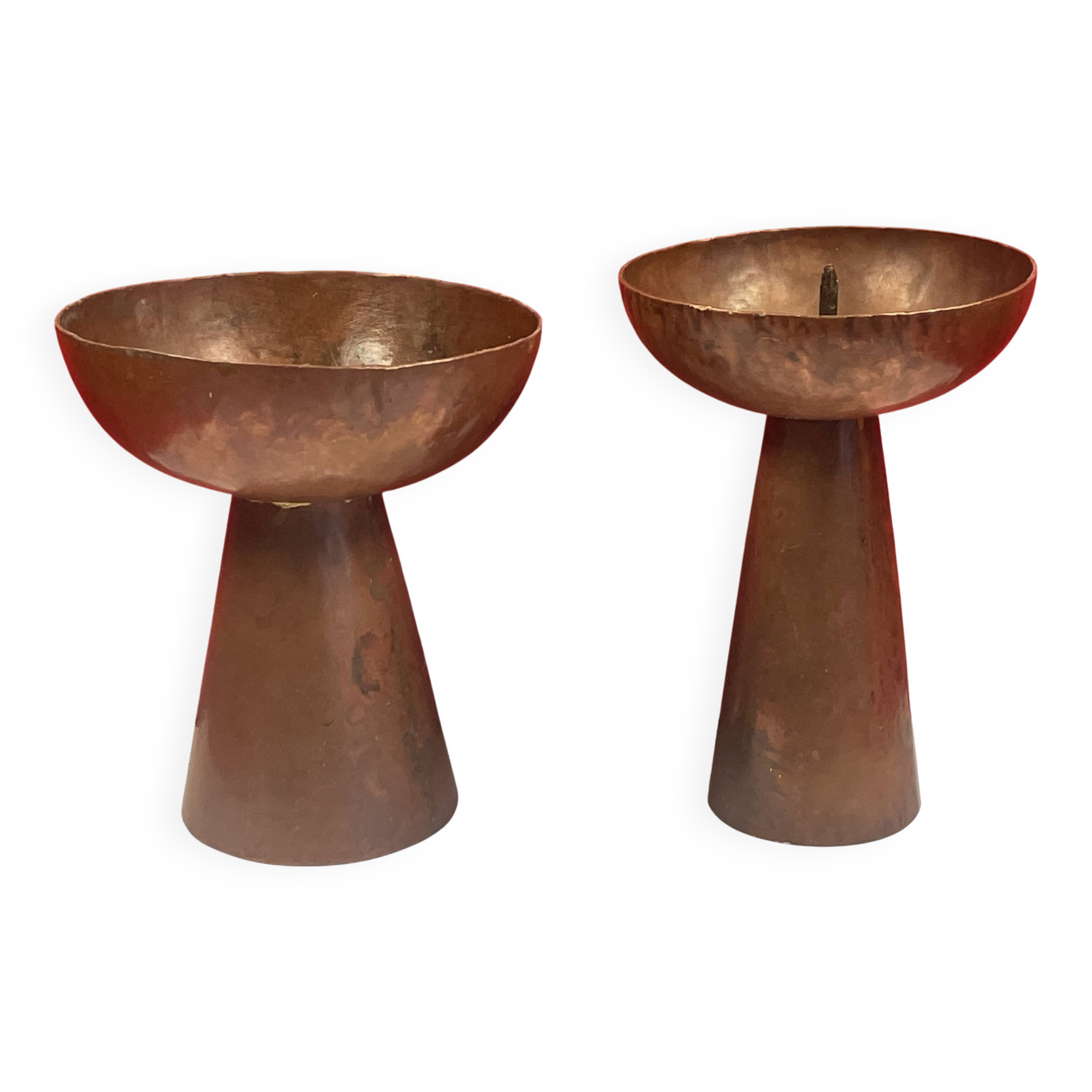 Candle holder x 2 brutalist copper candle pick (metalwork style)