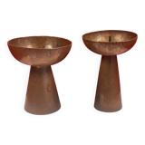 Candle holder x 2 brutalist copper candle pick (metalwork style)