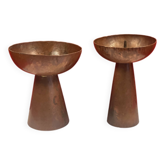 Candle holder x 2 brutalist copper candle pick (metalwork style)