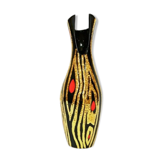 1950s black and gold vase