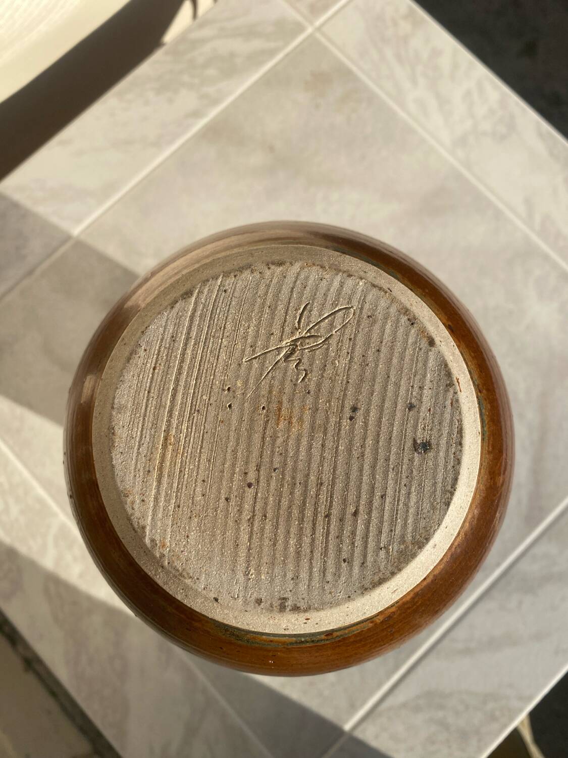 Vintage 60s stoneware vase signed