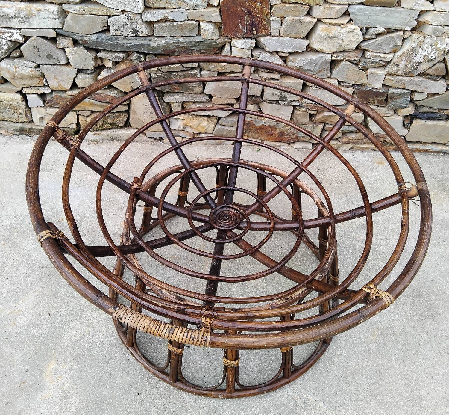 Set of 3 Vintage Rattan Half-Spherical Armchairs