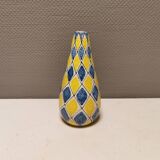 Vase italien à motif Arlequin dans un beau jaune/bleu