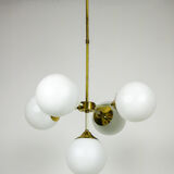 Lustre en laiton à 5 bras du milieu du siècle