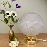 Vintage art deco globe table lamp in frosted glass