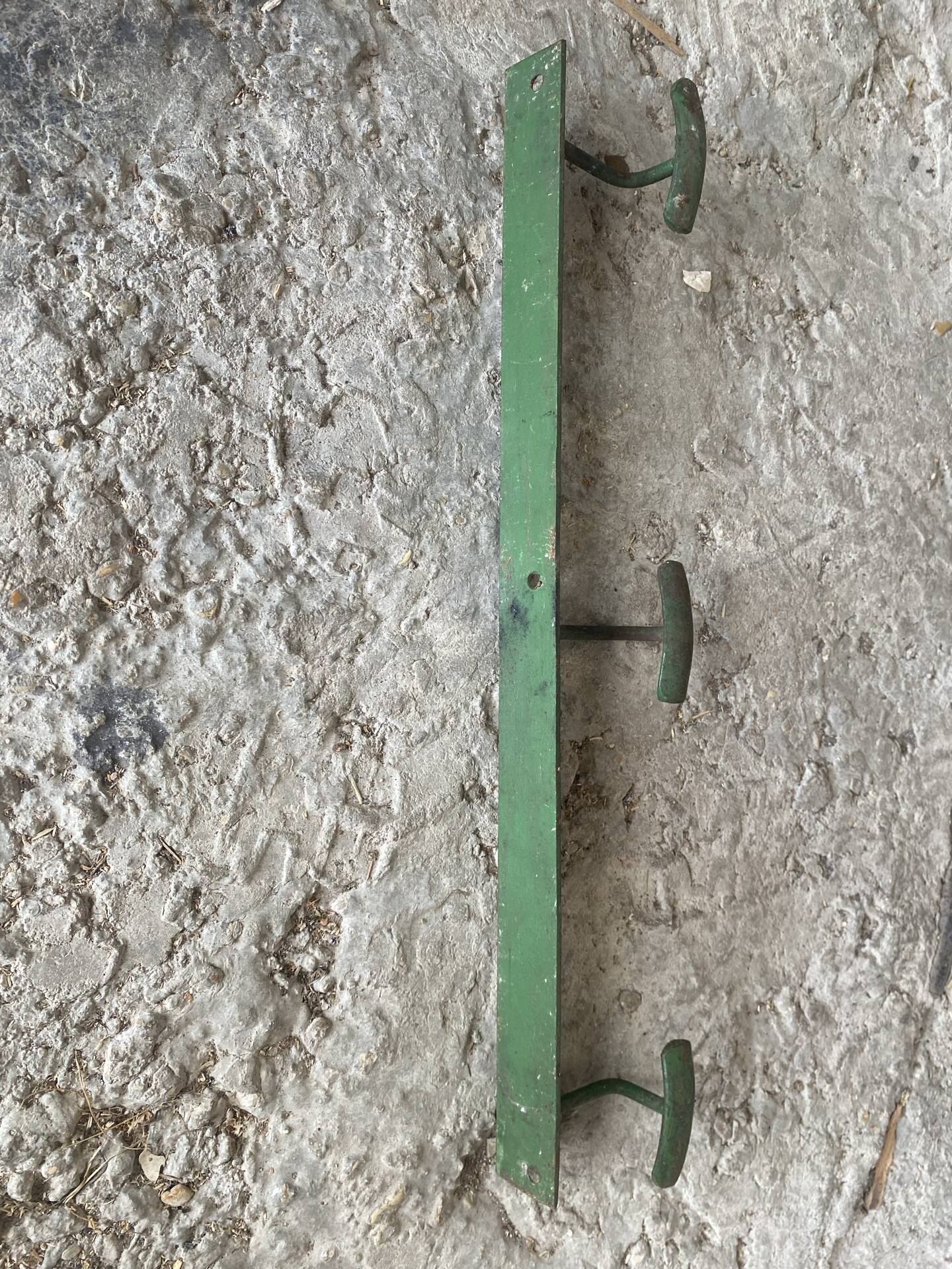 Vintage 1950s Green Metal Wall Coat Rack x3 #E