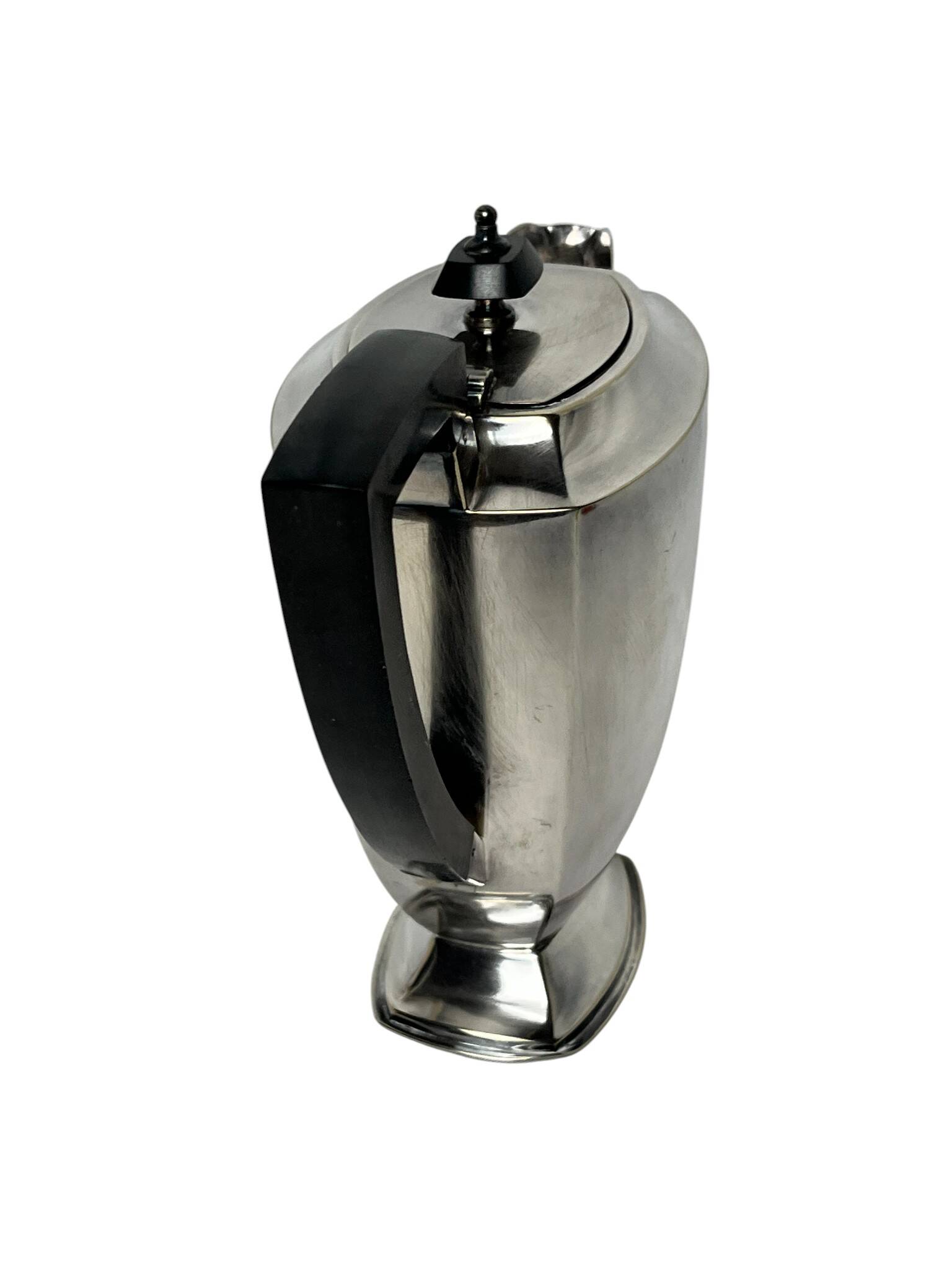 Art Deco, English silver-plated Sheffield ebony jug circa 1930