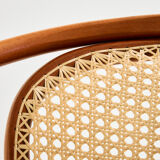Beech and rattan armchair