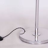 Czech Bauhaus Floor Lamp, Textile Lamp Shade, Chrom-Plated Steel, 1920s