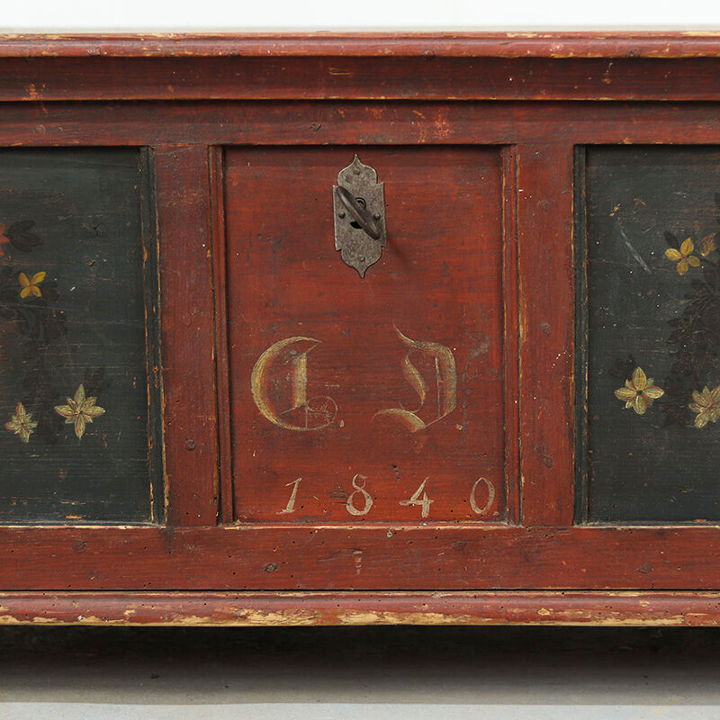 Antique Folk Art Painted bridal chest 1840