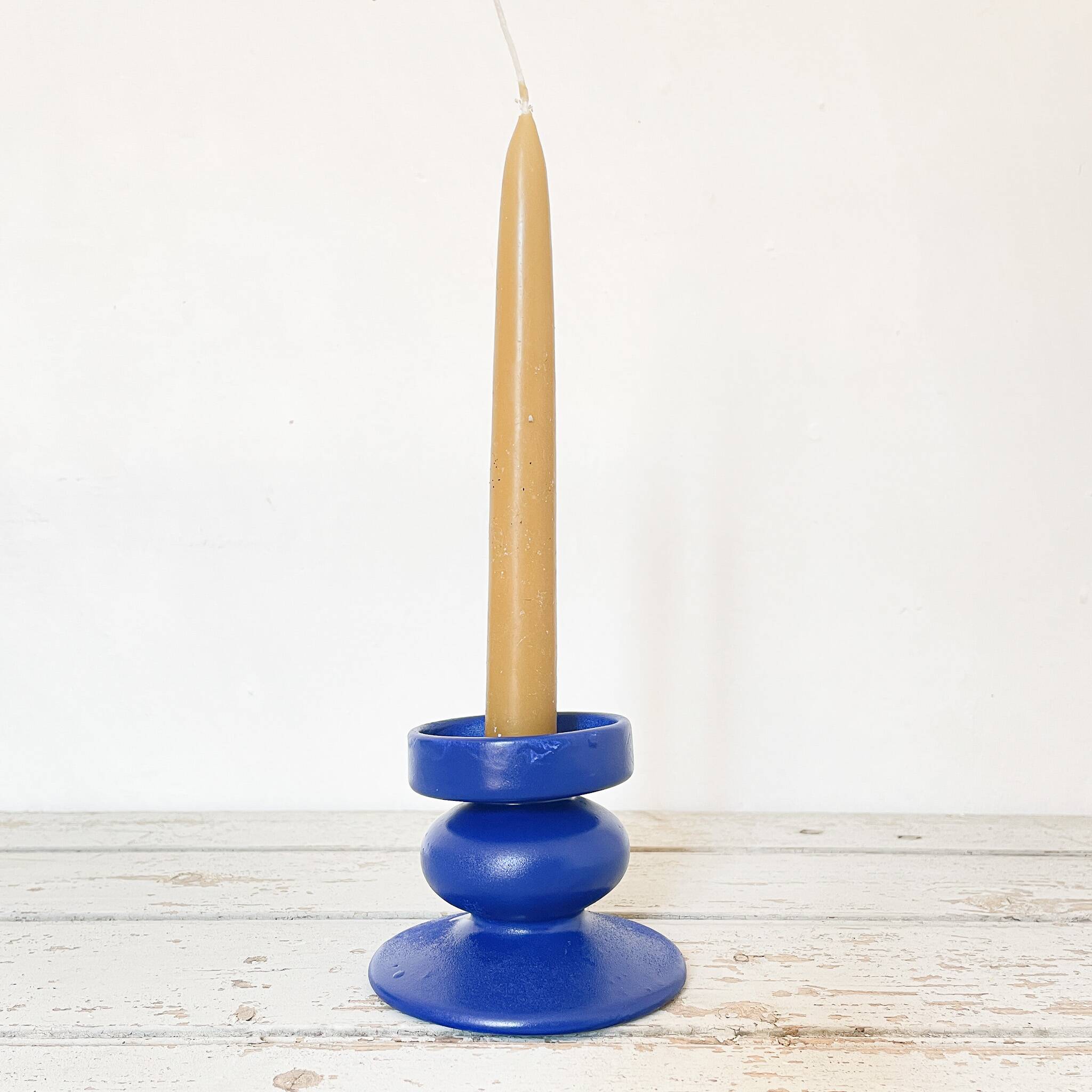 photo blue ceramic candle holder