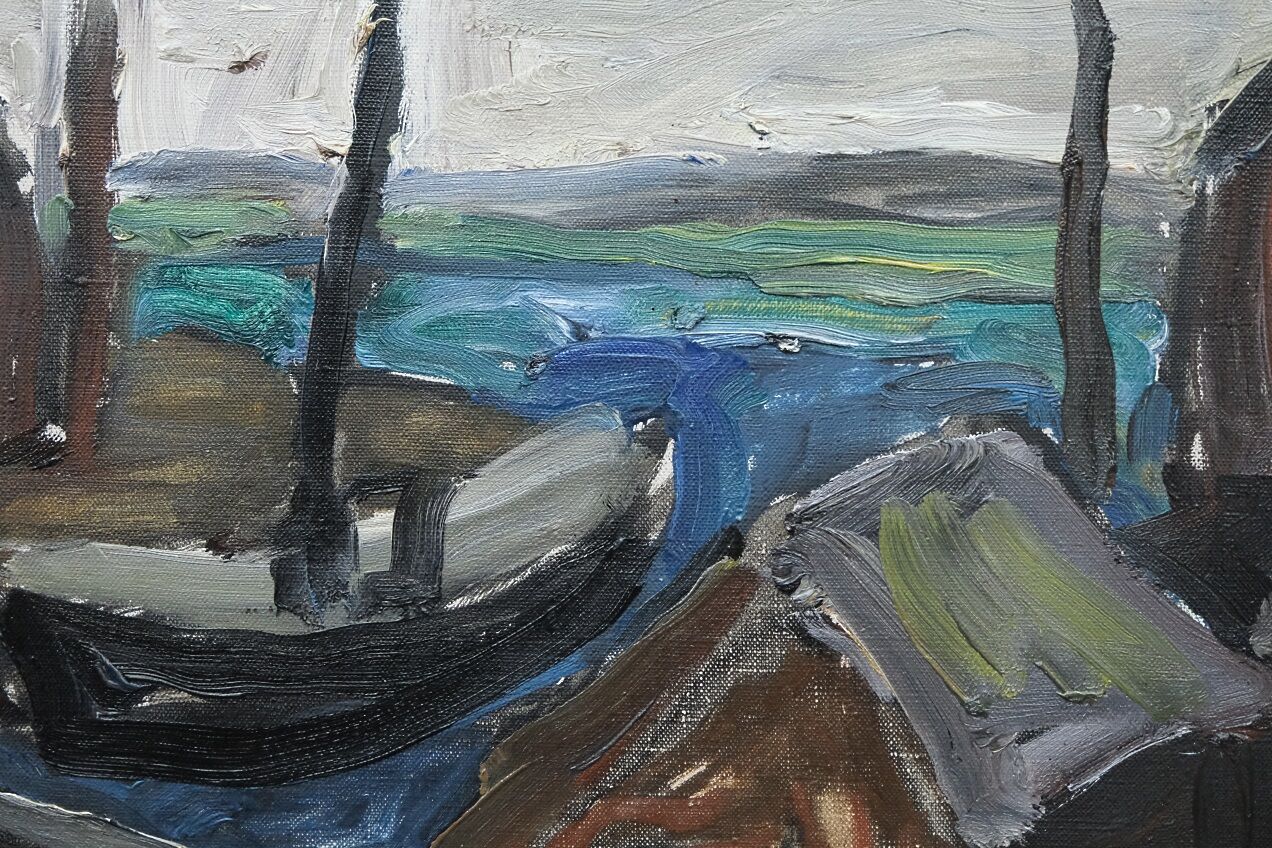 Einar Emland, Scandinavian modern painting, 1960s, Oil on Canvas, Framed