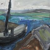 Einar Emland, Scandinavian modern painting, 1960s, Oil on Canvas, Framed