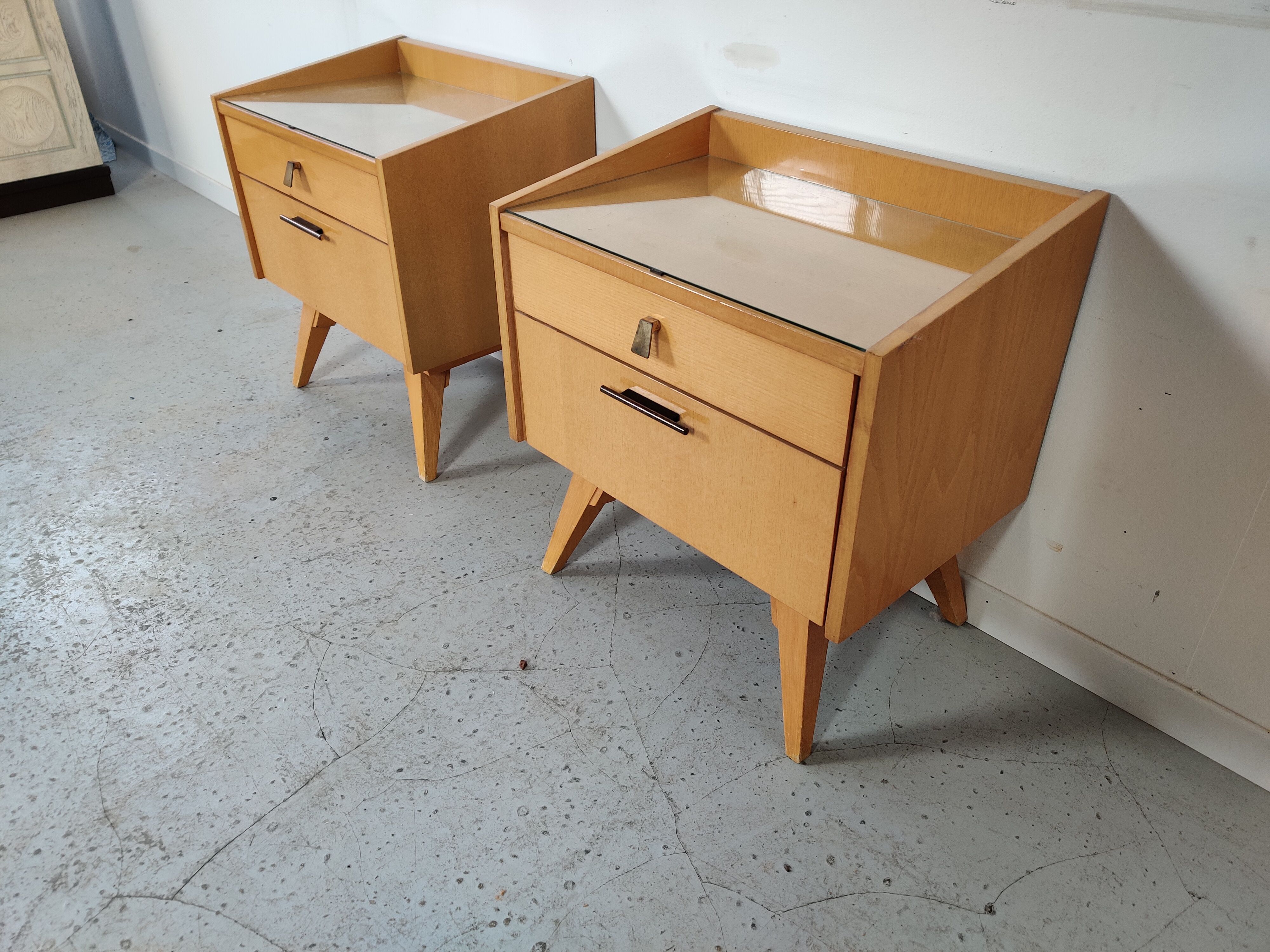 Pair of Scandinavian bedside tables, 50s/60s