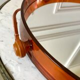 mirror cap brown orange design plexi and leather strap Made in France 1974