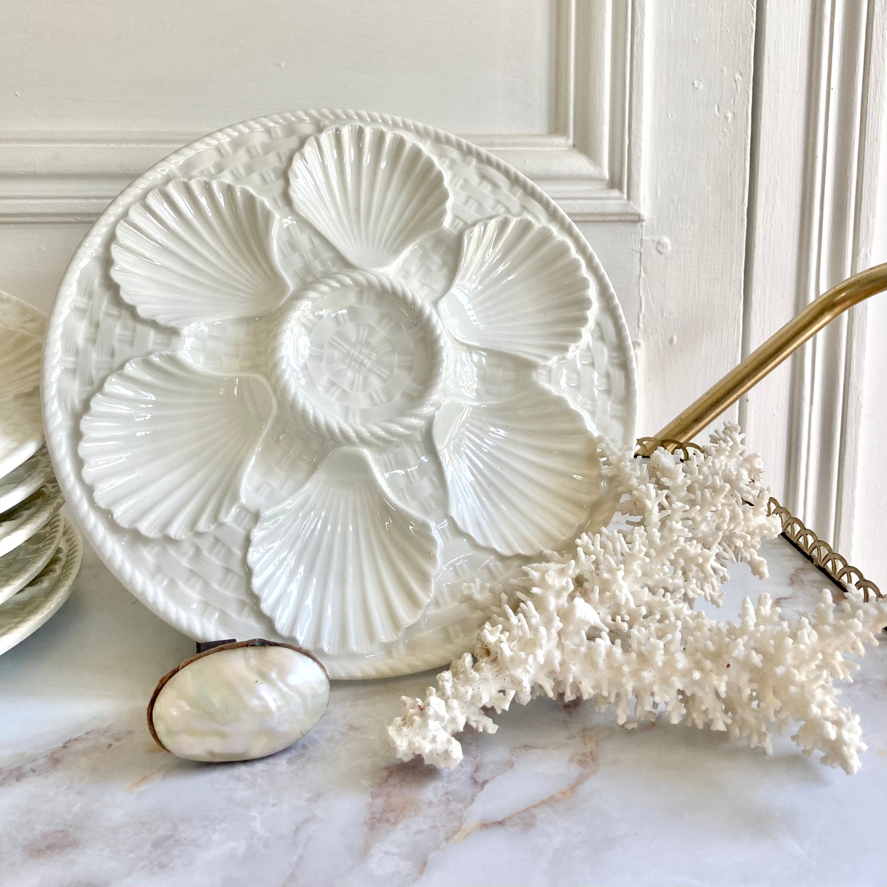 6 Longchamp slurry oyster plates