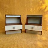 Duo of illuminated bedside tables from the 1970s