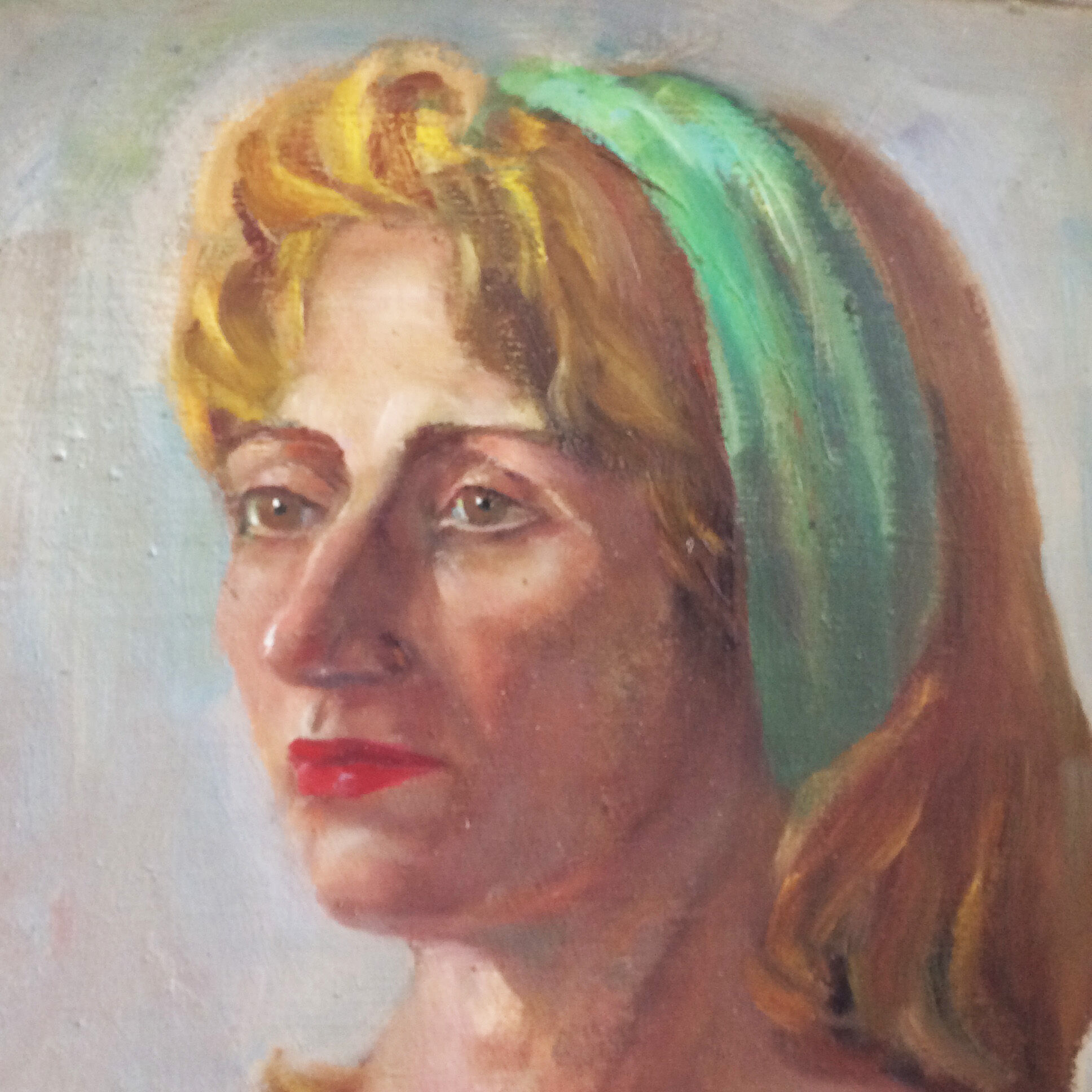 Painting "The woman with the green headband" 50's