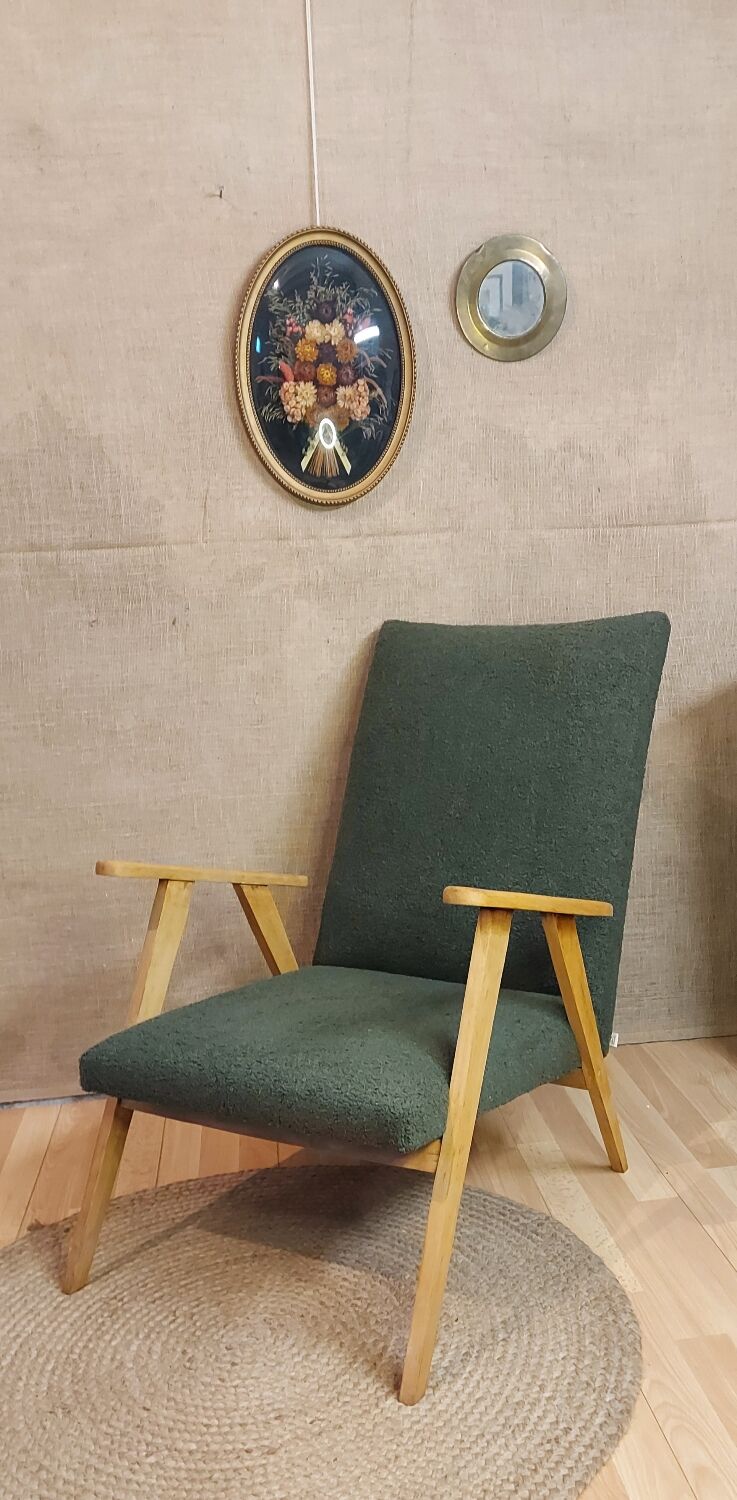 Scandinavian armchair with compass legs