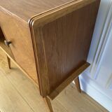 Vintage bedside table, 60s Scandinavian style compass feet