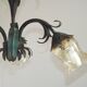 French vintage chandelier 3 lights green leaf amber glass 4966