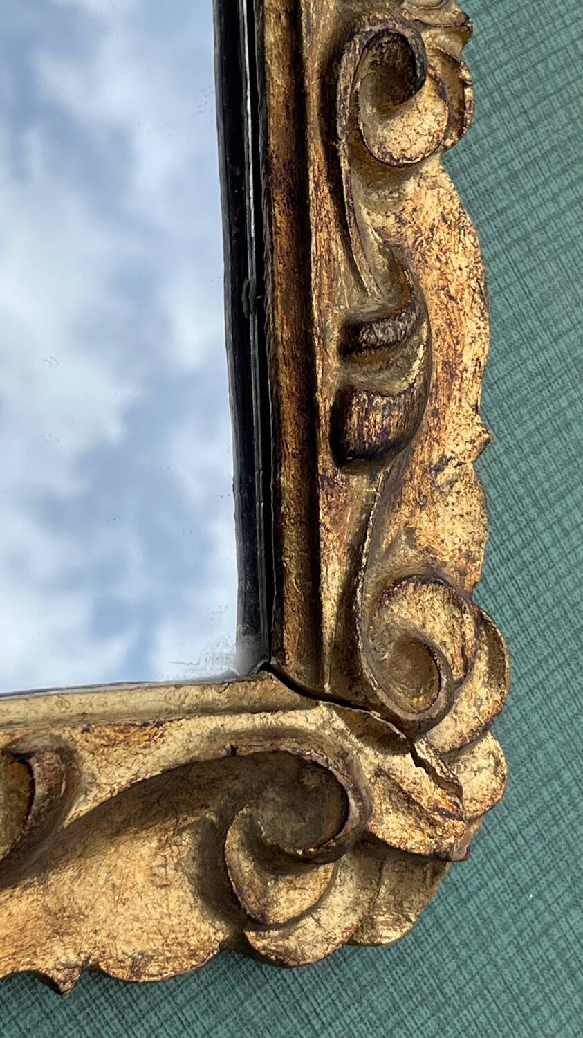 Miroir bois doré vintage  32,5 x 38
