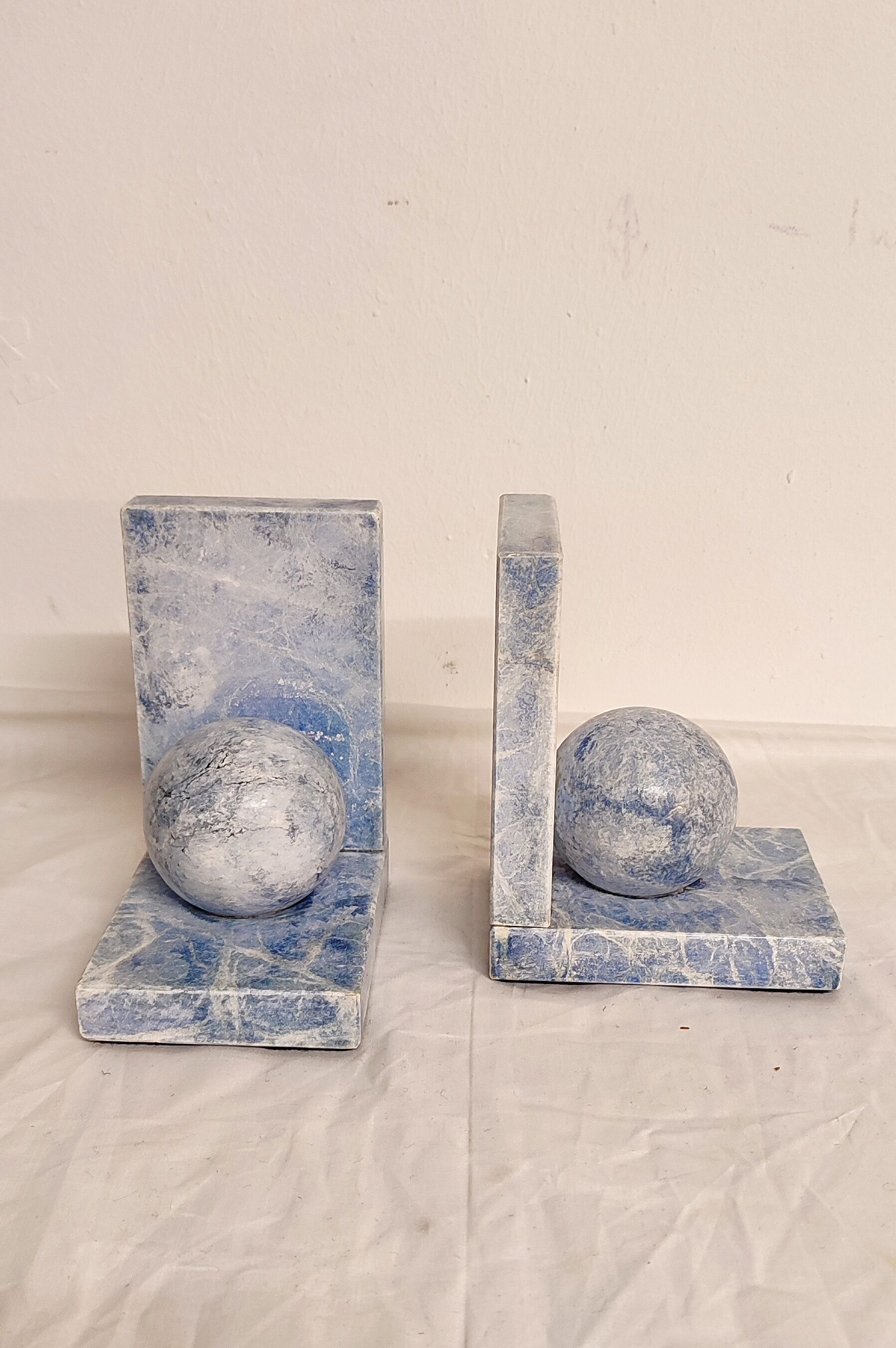 Blue marble bookend. Spain, 1970s.