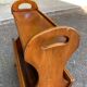 Vintage magazine rack, solid light wood document holder, caned, 1960.