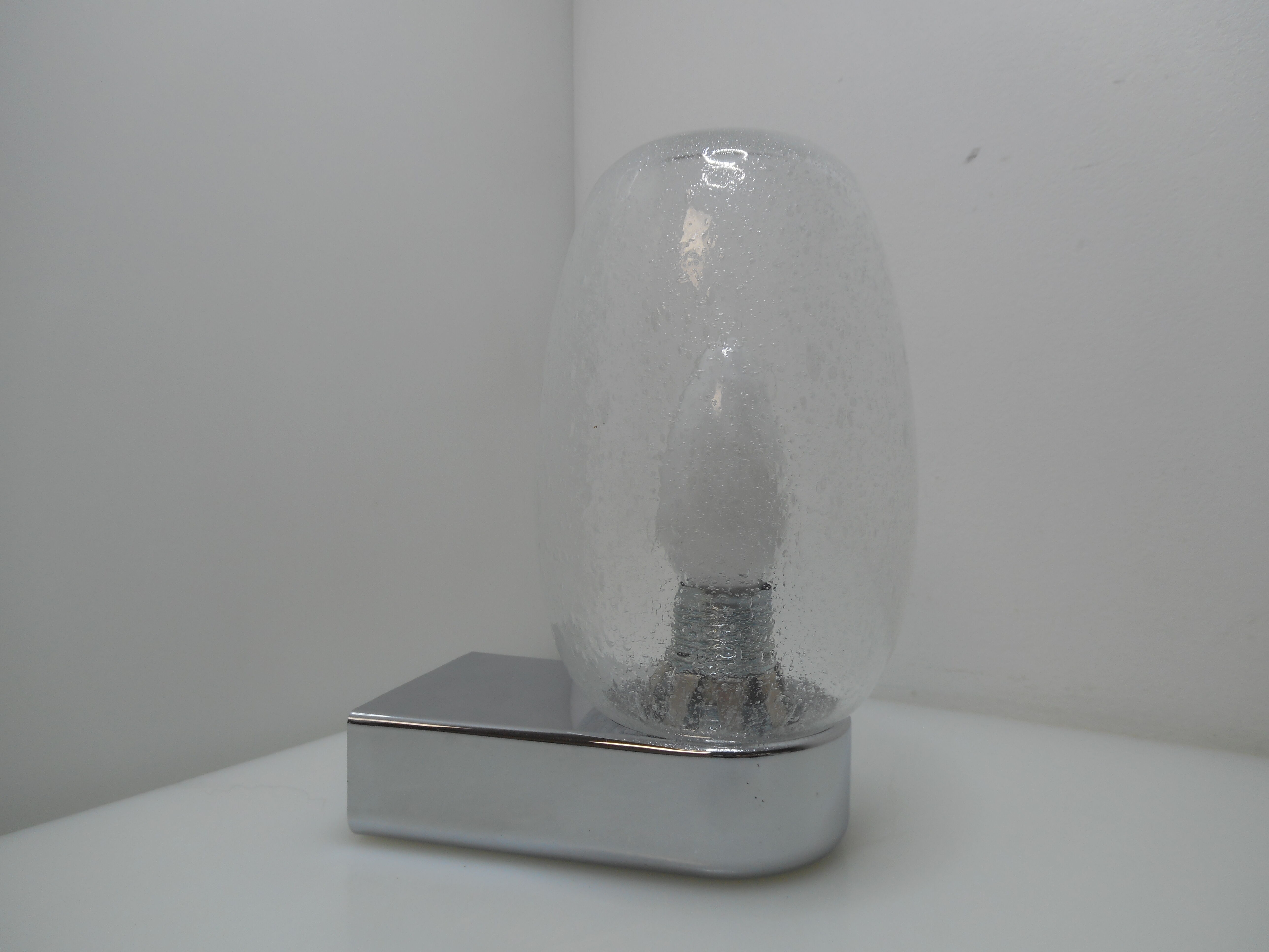 Vintage chrome and bubble glass wall lamp