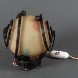 Art Deco night light lamp hammered ironwork 1930 Muller Frères