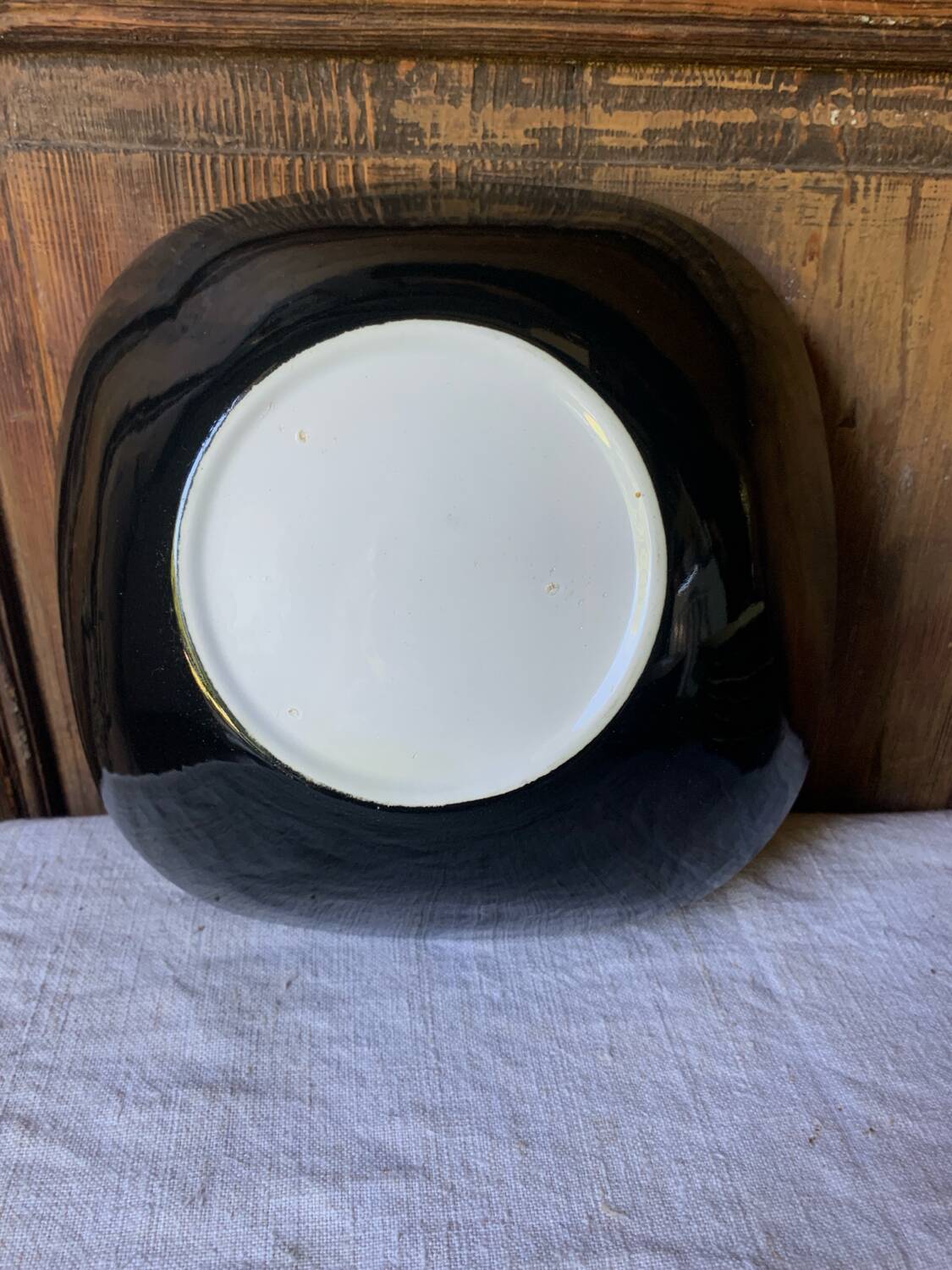 Saladier et 12 ramequins jaune et noir 1960