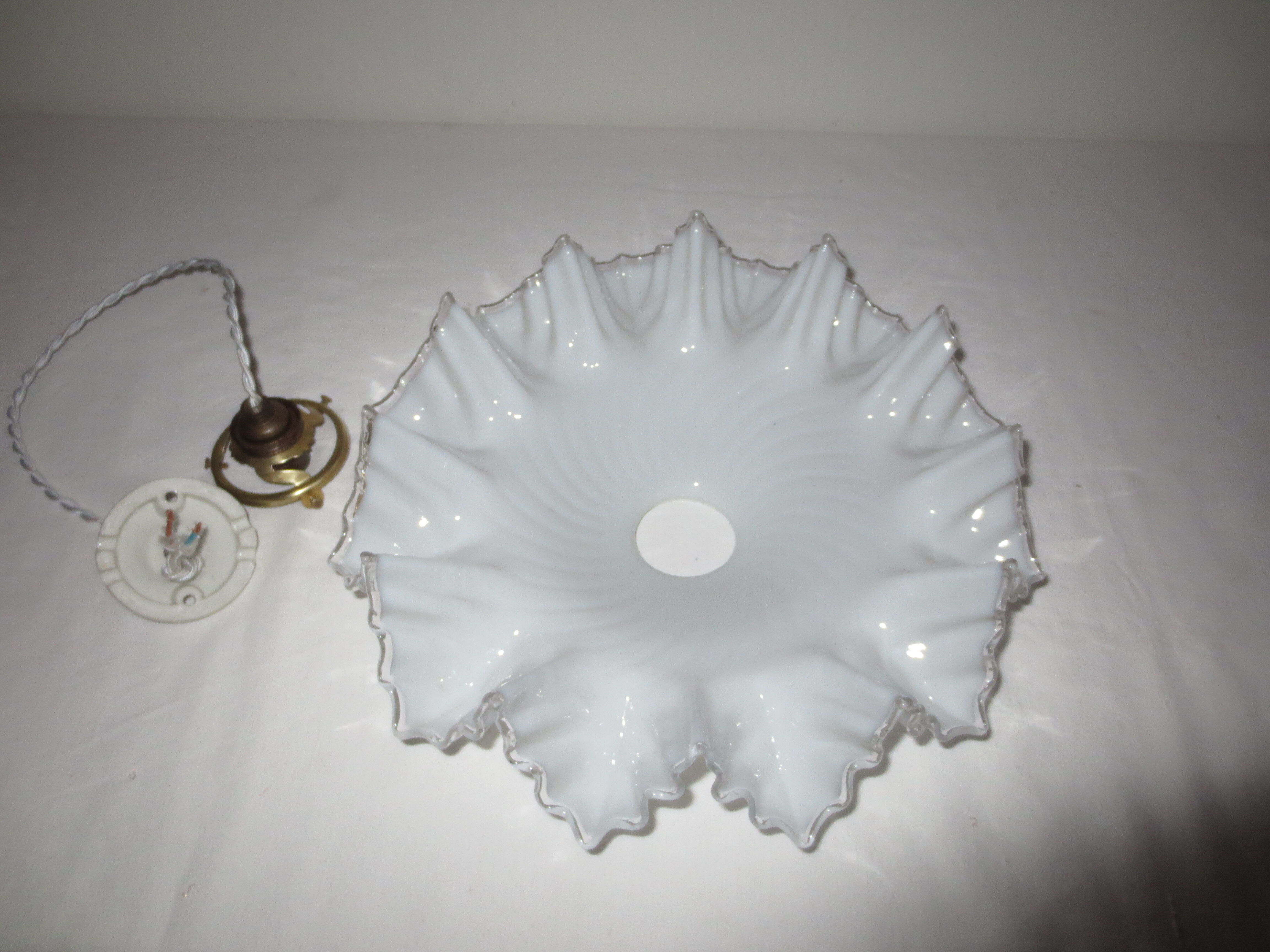 Old porcelain hanging and white opaline