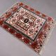 Old Turkish Kazak rug 90x115 cm vintage tribal, square medium 2574