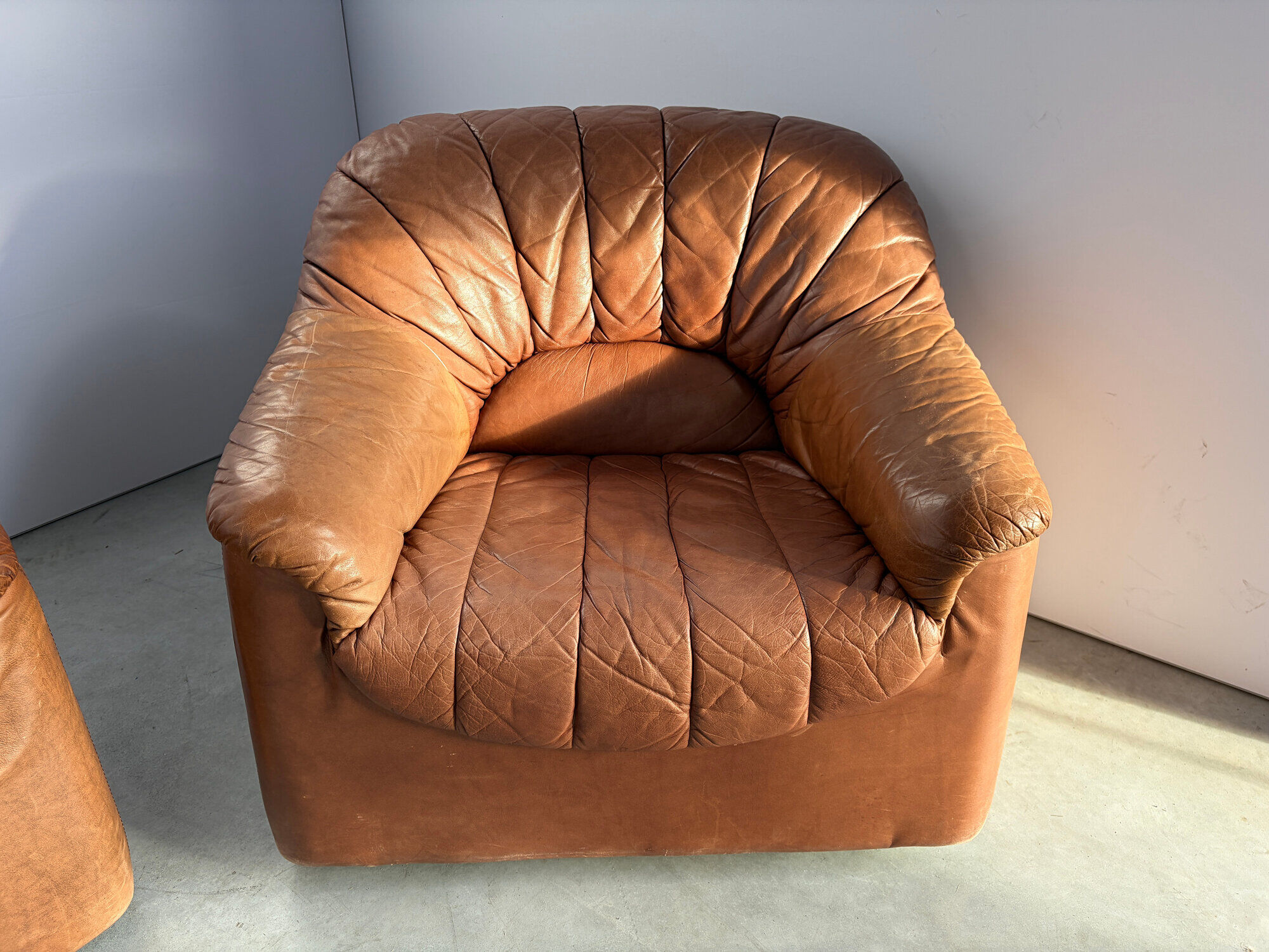 Vintage brown leather modular sofa by, 1970s