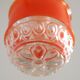 French vintage pendant light clear decorative glass shade with orange band 4449