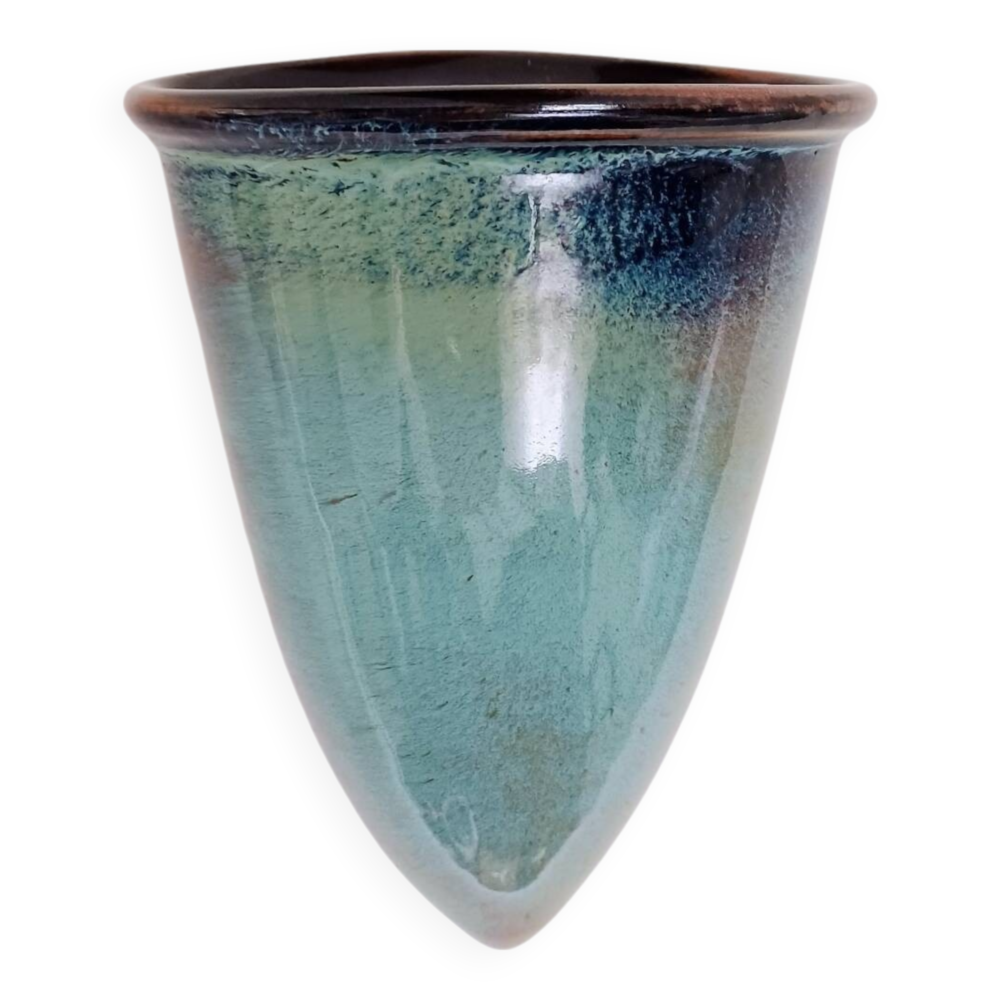 Jardinière murale vintage en céramique émaillée, signée