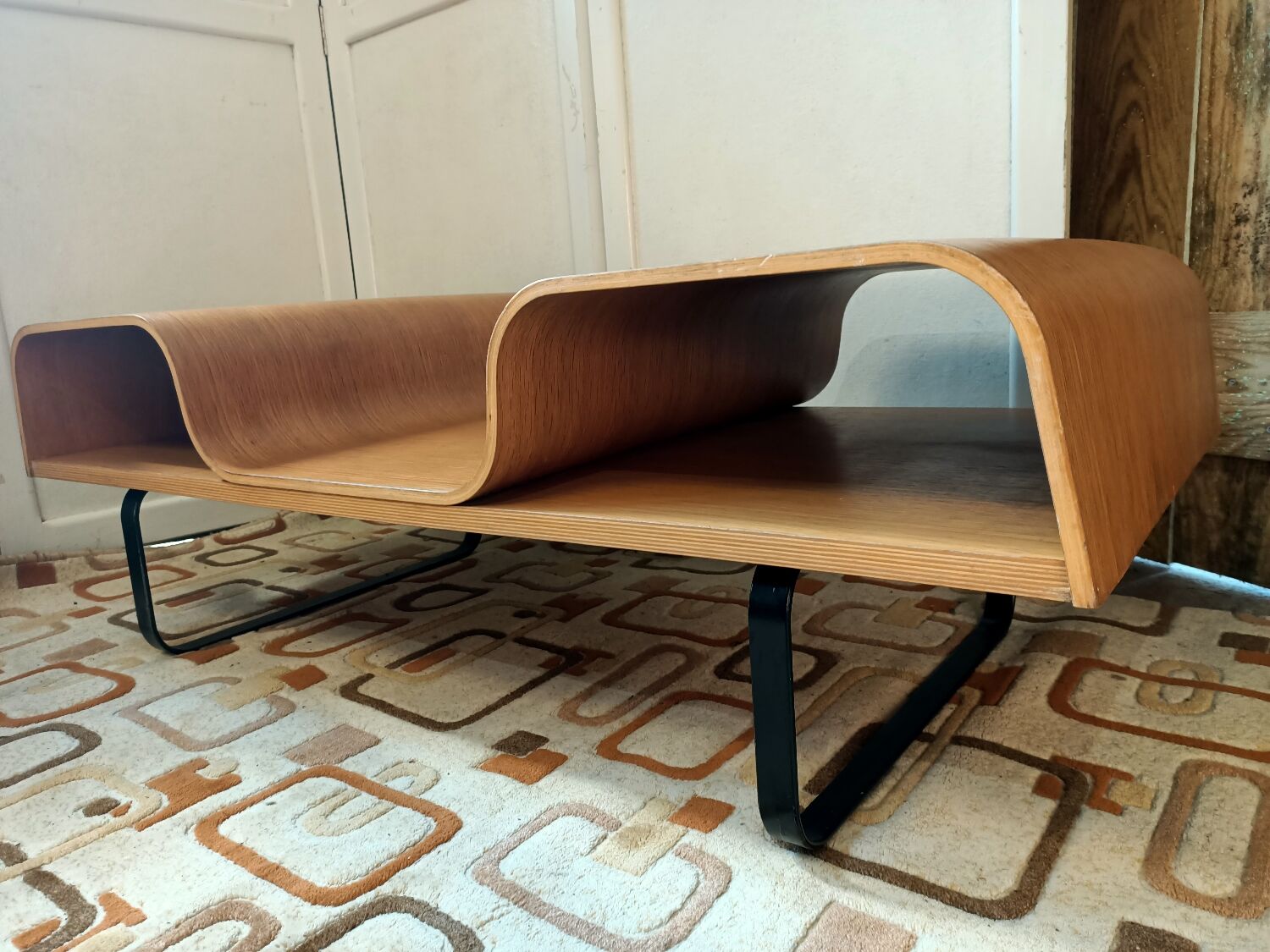Curved wooden coffee table