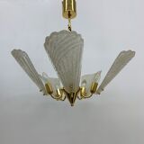 Italian murano glass chandelier hollywood regency design , 1970’s